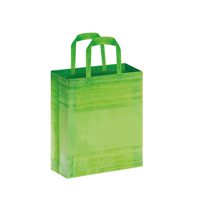 Shopper in tnt laminato effetto striato cm 23x30x10 MEDIUM STRIPES PPG127 - Verde lime