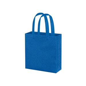 Borsa shopping in tnt laminato cm 25x23x10 GLITTER 1 PPG138 - Blu