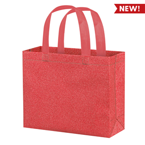 Shopping bag in tnt laminato glitterato cm 35x40x12 GLITTER 2 PPG139 - Rosso
