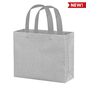 Shopping bag in tnt laminato glitterato cm 35x40x12 GLITTER 2 PPG139 - Silver