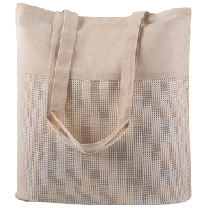 Shopper pubblicitaria in cotone 140gr con dettaglio in rete cm 38x42x8 FRUITY PPG195 - Ecru