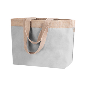 Shopper spesa personalizzata cm 48x35x15 in cotone laminato 220gr e juta JAMES PPG248 - Bianco