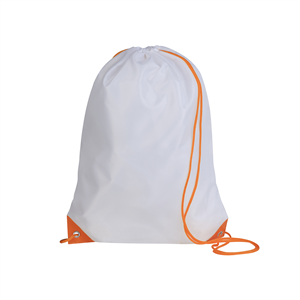 Zainetto a sacca personalizzato in poliestere PLAY PPG280 - Bianco - Arancio