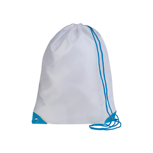 Zainetto a sacca personalizzato in poliestere PLAY PPG280 - Bianco - Azzurro
