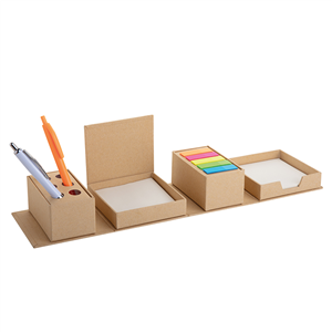 Set da scrivania con blocchi di carta e portapenne NOTES BOX CUBE PPH606 - Ecru