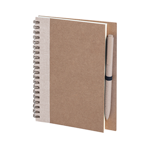 Quaderno a spirale con copertina in paglia di fruumento e penna NATURAL NOTES PPH611 - Marrone