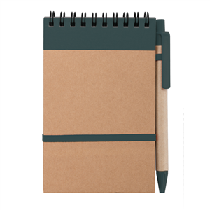 Block notes personalizzato in cartone riciclato con elastico e penna in formato A6 MINI NOTES CARTOON PPH619 - Verde