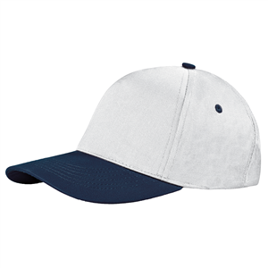 Cappellino personalizzabile in cotone 5 pannelli BASIC GOLF PPM105 - Bianco - Blu
