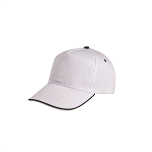 Cappellino personalizzato in cotone 5 pannelli BASEBALL PPM108 - Bianco