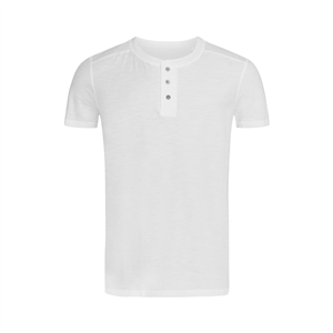T-shirt promozionale uomo bianca 3 bottoni in cotone 140 gr Stedman SHAWN HENLEY ST9430-B - Bianco