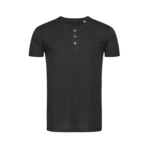 T shirt personalizzata uomo 3 bottoni in cotone 140 gr Stedman SHAWN HENLEY ST9430 - Black Opal