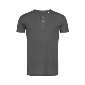 T shirt personalizzata uomo 3 bottoni in cotone 140 gr Stedman SHAWN HENLEY ST9430 - Slate Grey