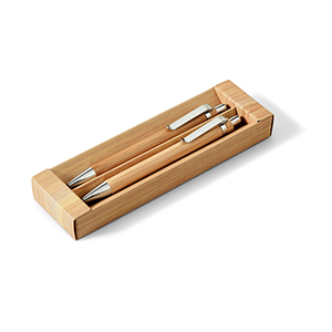 Set con penna a sfera e matita portamine in bamboo GREENY STR81162 - Naturale