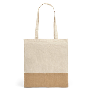 Borsa in cotone 160gsm e imitazione Juta 37,5x41,5cm MERCAT STR92882 - Naturale