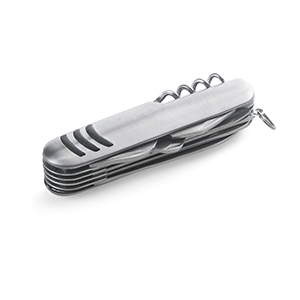 Coltello tascabile multifunzione in acciaio inossidabile KAPRUN STR94147 - Cromato satinato