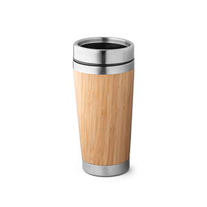 Bicchiere da viaggio termico in bamboo e acciaio 500 ml PIETRO STR94241 - Naturale