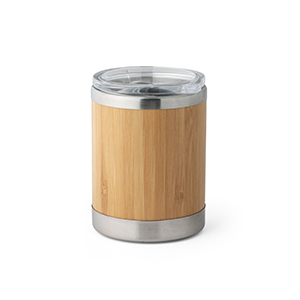 Bicchiere in acciaio inox e bamboo 350 ml LYCKA STR94761 - Naturale