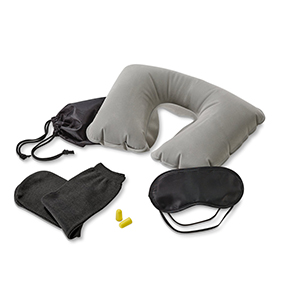 Set da viaggio con cuscino tappi e calze TRAVELX STR98197 - Nero