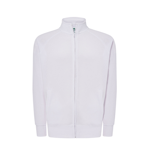 Felpa pubblicitaria da uomo con zip in tessuto leggero in policotone 240gr JHK FULL ZIP FRENCH TERRY SWFUZIP240 - Bianco