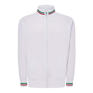 Felpa personalizzabile da uomo con zip dettagli bandiera Italiana in policotone 290gr JHK PREMIUM ITA SWRAFUZIPITA - Bianco