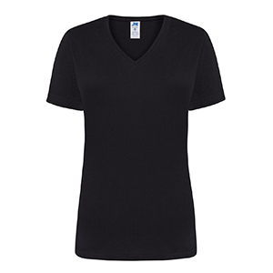 T-shirt personalizzabile da donna con collo a V e maniche lunghe in cotone 145gr JHK REGULAR V-NECK TSRLCMFP - Nero
