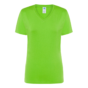 T-shirt personalizzabile da donna con collo a V e maniche lunghe in cotone 145gr JHK REGULAR V-NECK TSRLCMFP - Lime