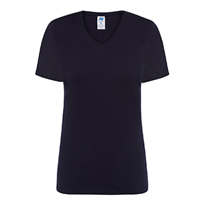 T-shirt personalizzabile da donna con collo a V e maniche lunghe in cotone 145gr JHK REGULAR V-NECK TSRLCMFP - Blu Navy