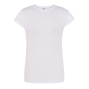 T-shirt pubblicitaria da donna bianca in cotone 145gr JHK REGULAR LADY TSRLCMF-B - Bianco