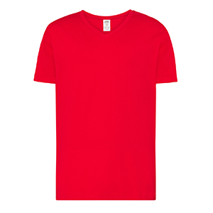Maglietta personalizzabile uomo con scollo a V in cotone 160gr JHK URBAN V-NECK TSUAPICO - Rosso