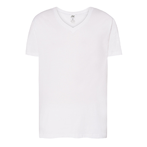 T shirt personalizzabile da uomo con scollo a V bianca in cotone 160gr JHK URBAN V-NECK TSUAPICO-B - Bianco