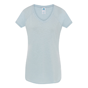 T-Shirt personalizzabile da donna in cotone slub 120gr JHK SLUB TSULSLB - Celeste Neon