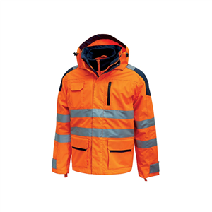 Parka impermeabile con corpetto termico BACKER linea HIGHLIGHT U-Power  U-HL162 - ORANGE FLUO