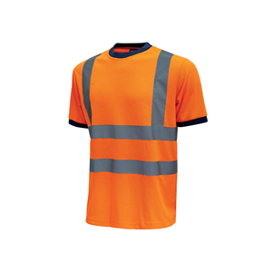T-Shirt da lavoro con strisce riflettenti GLITTER linea HIGHLIGHT U-Power  U-HL197 - ORANGE FLUO