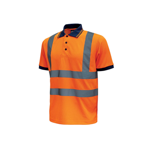 Polo da uomo da lavoro con strisce riflettenti NEON linea HIGHLIGHT U-Power  U-HL198 - ORANGE FLUO