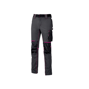 Pantaloni slim fit donna per il lavoro ATOM LADY linea PERFORMANCE U-Power U-PE145L - GREY - FUCSIA