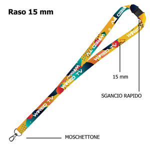 Lanyard portabage in raso 15mm con moschettone e sgancio rapido CORDON 15 ZG20600S - Con sgancio rapido