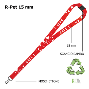 Lacci da collo personalizzati | RPET 15mm | moschettone | sgancio rapido ZG20604S - Con sgancio rapido
