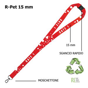 Lanyard personalizzati in rpet 15mm con moschettone e sgancio rapido CORDON P15 ZG20604S - Con sgancio rapido