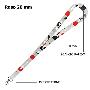 Lacci da collo personalizzati in raso 20mm con moschettone e sgancio rapido CORDON 20 ZG20610S - Con sgancio rapido