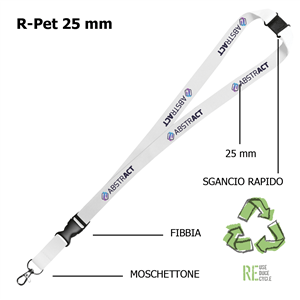 Portabadge personalizzati in rpet 25mm con moschettone e sgancio rapido e fibbia CORDON P25 ZG20624SF - Con sgancio rapido + fibbia