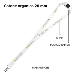 Lanyard personalizzati in cotone organico 20mm ZG24100S - Con sgancio rapido