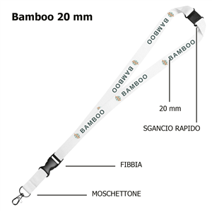 Porta badget bamboo personalizzati 20mm ZG24200SF - Con sgancio rapido + fibbia