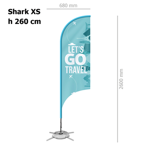 Bandiera SHARK XS personalizzata con struttura | 68x260cm ZP20102 - Shark