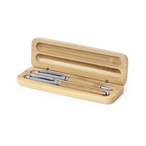 Penne da regalo con biro e roller in bamboo e metallo NOTIUM MKT1224