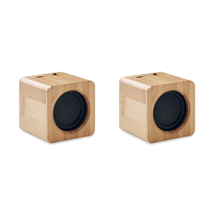 Coppia di speaker wireless personalizzati in bamboo AUDIO SET MO6389