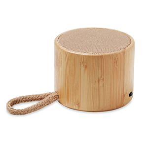 Speaker wireless personalizzato rotondo in bamboo COOL MO6890