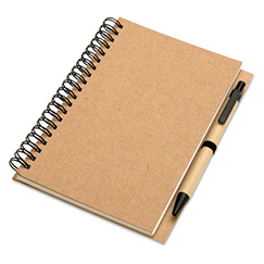 Quaderno ecologico a spirale in carta riciclata con penna in cartone BLOQUERO