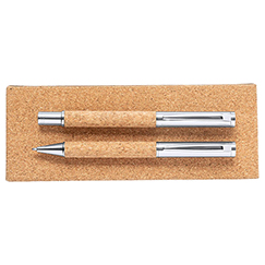 Biro e penna roller in metallo e sughero ODEGOR