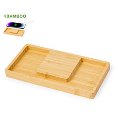 Organizer da scrivania personalizzato, in bamboo, con base di ricarica wireless, TREIT