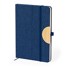 Quaderni A5 personalizzati, con copertina in rpet e dettaglio in bamboo con funzione di supporto per telefono, JIBS